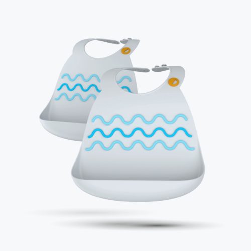 Silicone Bibs Grey Aqua Double-TINY