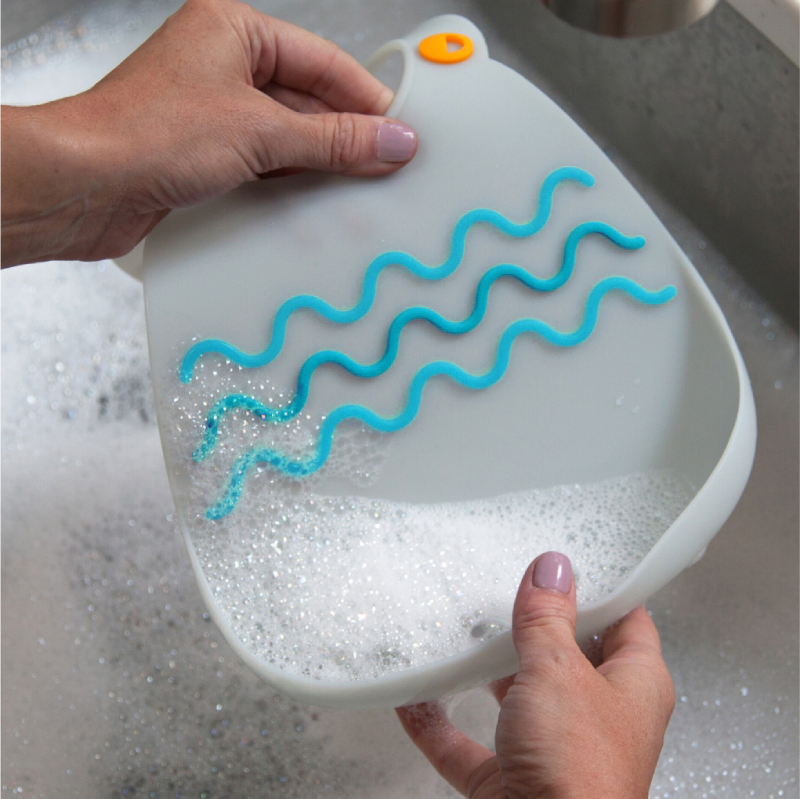 Silicone Bibs Grey Aqua Double-TINY