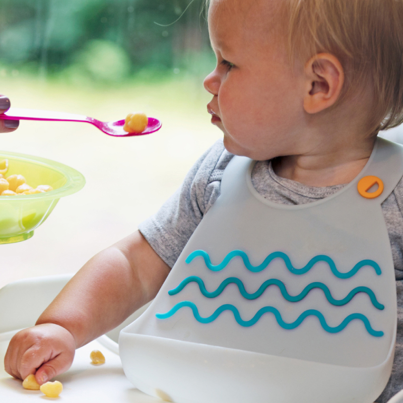 Silicone Bibs Grey Aqua Double-TINY